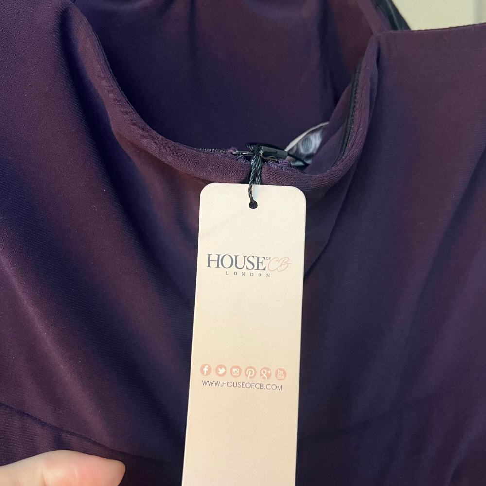 House of CB High Square Neck Gown Dark Purple NWT - Picture 6 of 7
